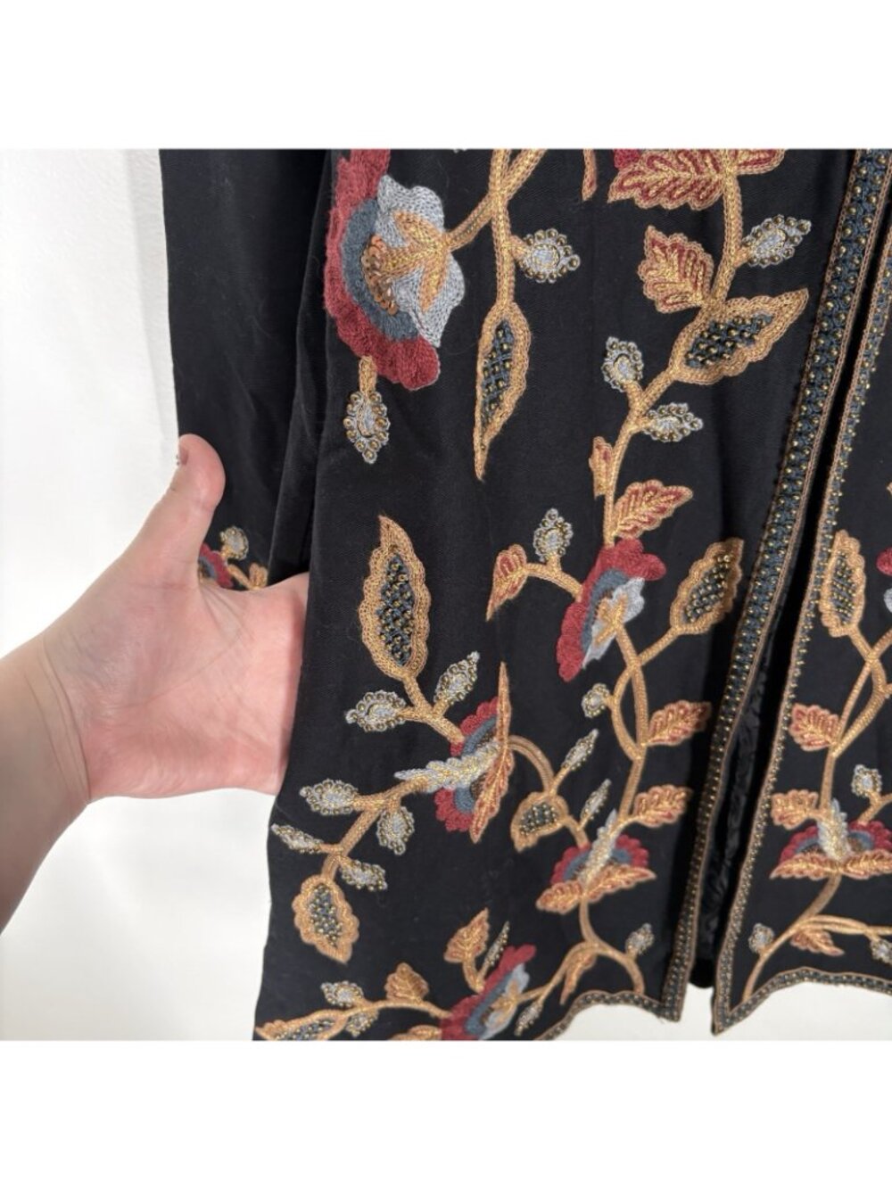 Soft Surroundings Womn S Black Boho Floral Embroidered Beaded Alamosa Jacket NWT - Picture 8 of 15